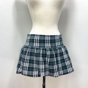 Vintage Fishbone Mini Knit Black Plaid Bubble Skirt Med Fairycore Boho Festival